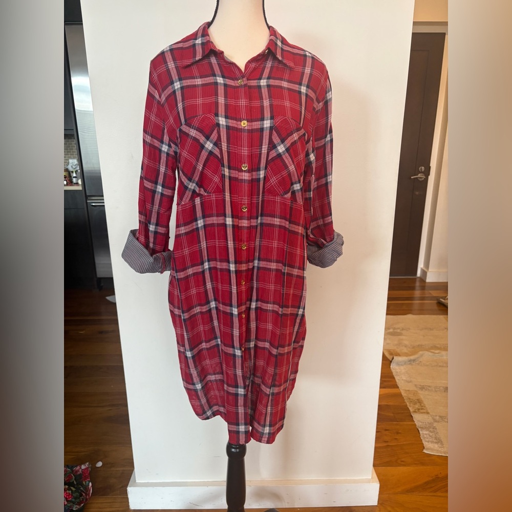 MICHAEL Michael Kors Plaid lightweight Shirt Dress size 10